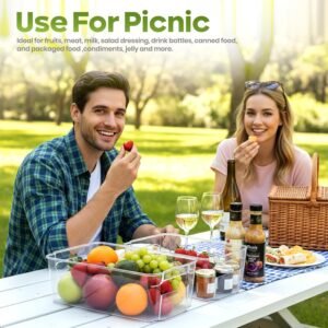 Utopia Home - Fridge & Refrigerator Organizer Bins (8 Pack), Clear Stackable Durable Plastic Storage Containers with Easy Grip Handles for Pantry, Kitchen Cabinets & Countertops