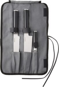 Babish German High-Carbon 1.4116 Steel 3-Piece Knife Set with Kitchen Roll